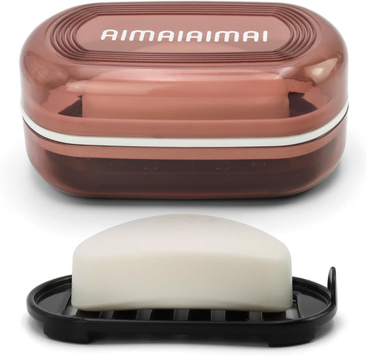 Travel Soap Container, Translucent Visible Soap Box, Travel Soap Holder with Removable Draining Layer, Portable Soap Case for Traveling, Camping, Gym (Red Style A)