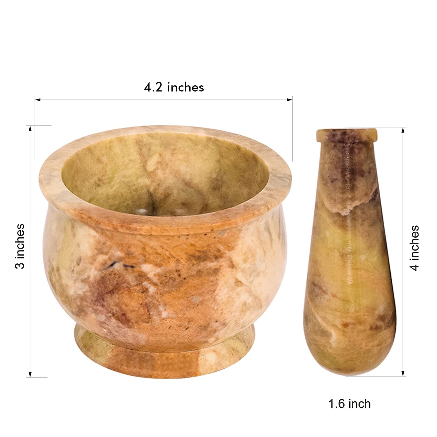 Mortar and Pestle, Made of Heavy Duty Polished Hard Stone, Natural Stone Grinder for Spices, Pastes, Herbs, Seasoning etc. (Haldi)