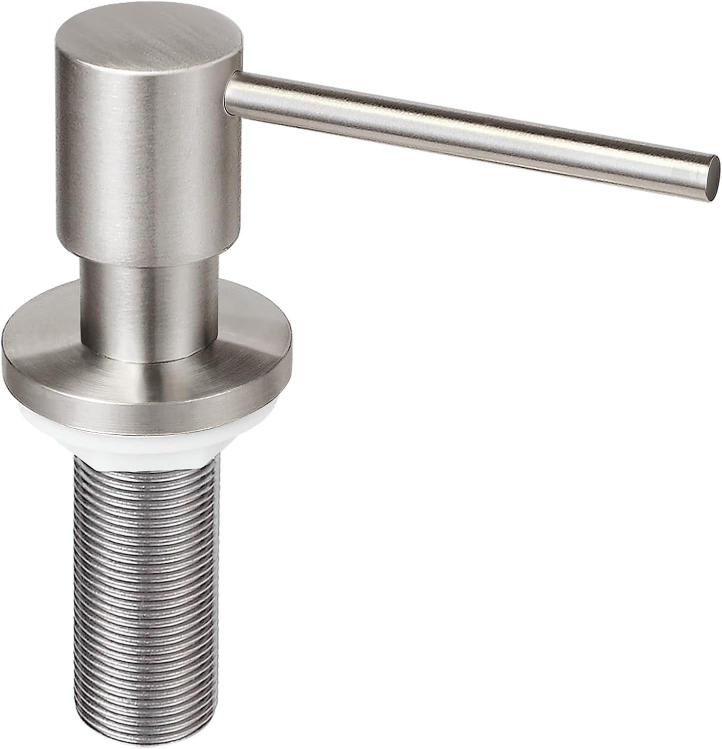 All Brass Soap Dispenser for Kitchen Sink Countertop Sink Soap Dispenser 17 OZ Bottle Built in Refill from The Top with Long Spout (Brushed Nickel)