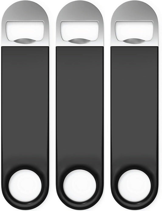 Bartender Bottle Openers, Beer Bottle Openers, Speed Openers 3 Pack by Premium Cold One. Professional Grade: Rubber Coated, Stainless Steel. Large, 7 inch