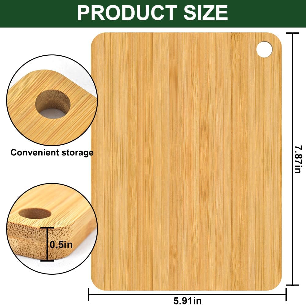 Bamboo Cutting Board, Wooden Cutting Boards for Kitchen, Wood Double Sided Food-Grade Chopping Board for Meat Cheese Vegetable (Small)