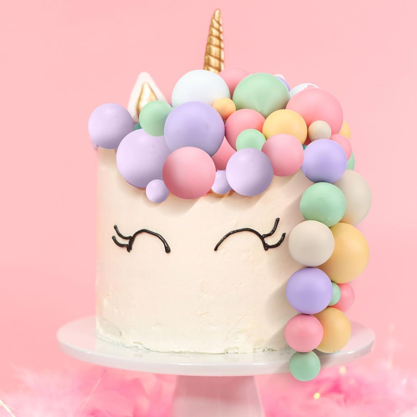 108 Pcs Balls Cake Topper DIY Cupcake Insert Foam Balloons for Cake Baking Wedding Anniversary Birthday Decoration(Vivid Colors,Multi Sizes)