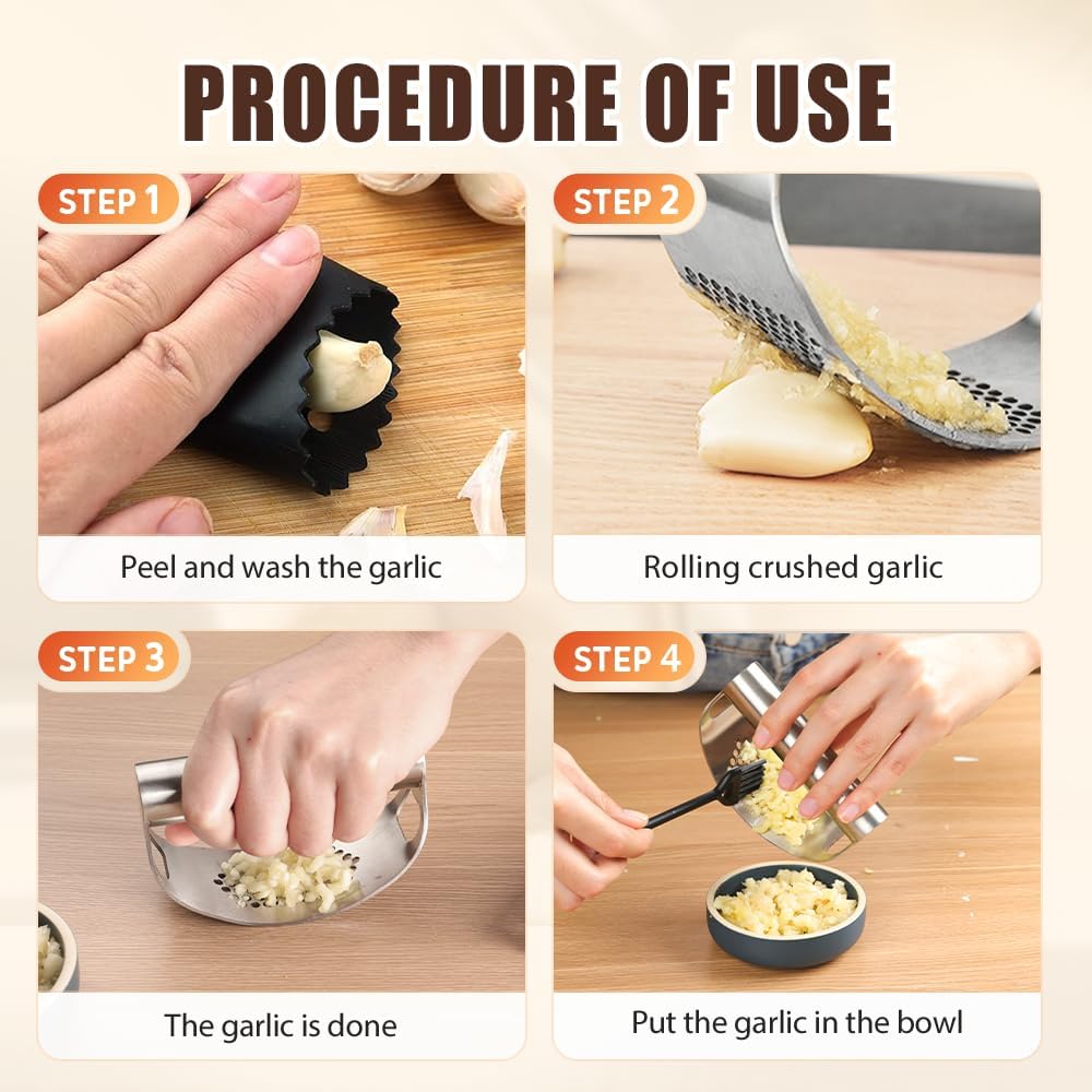 Stainless Steel Garlic Rocker,2025 New Stainless Steel Garlic Press,Garlic Press Rocker,Garlic Cutter (1)