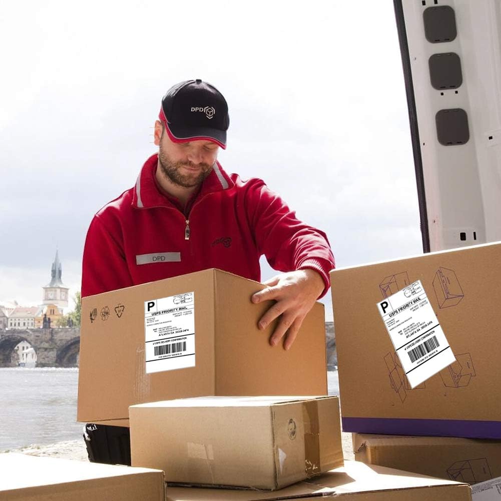 RyhamPaper Shipping Labels with Round Corner, 8.5 x 5.5 Inches Half Sheet Self Adhesive Shipping Address Labels for Laser and Inkjet Printer, 1000 Labels