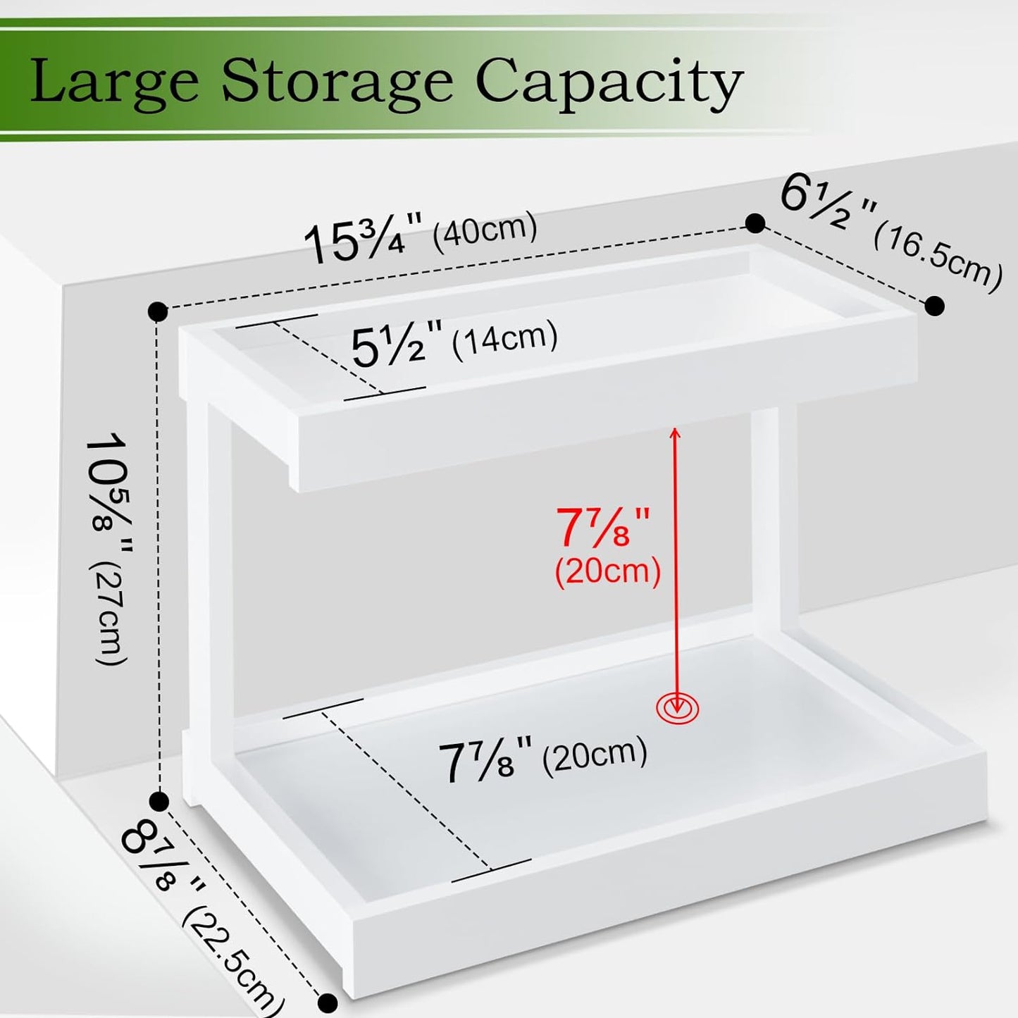 MARTY 2 Tier Spice Rack Organizer for Countertop, 15.8''L White Coffee Station/Bathroom Organizer Countertop, Counter Shelf Desktop Storage Organizer for Kitchen, Bedroom, Office