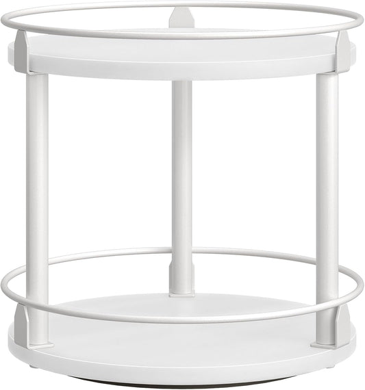Lazy Susan Organizer, Rotating Spice Rack, 2 Tier Spice Turntable Organizer, Industrial Turntable Spice Holder, for Kitchen Countertop, Compact and Versatile, White SR22WW