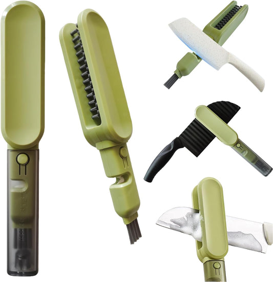 Knife Blade Brush with Long Handle and Lid Integrate Knife Sharpener and Gap Cleaning Brush, Double Side Bristle Scrubber for Kitchen knife Blade Chopsticks Dish Cutlery Fork Spoon's Washing