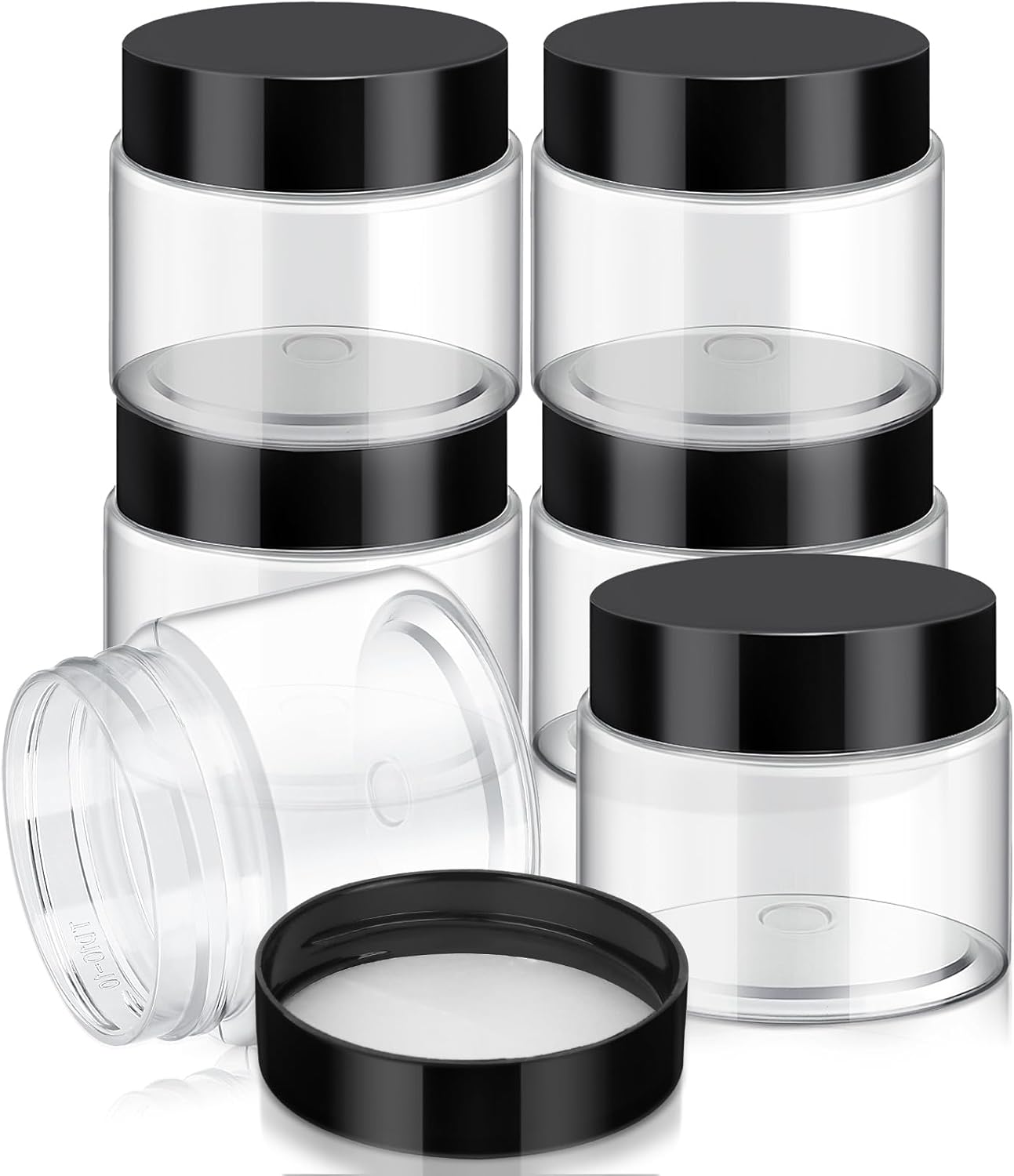 SATINIOR 6 Pack 8 oz Plastic Jars Containers with Lids Wide-mouth Refillable Leakproof Reusable Round Empty Jars for Travel Cosmetic Dry Food Spice Candy Cookie Home Kitchen Organizing(Black)