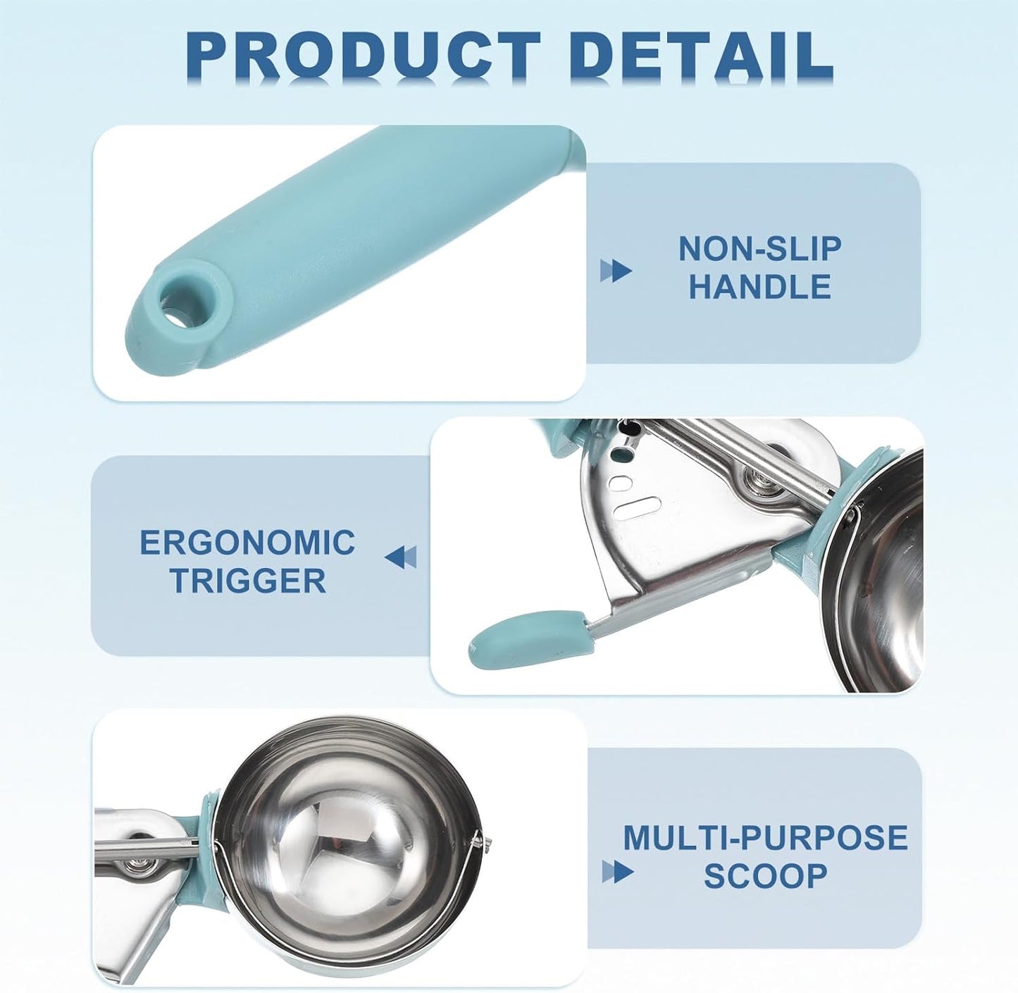 uxcell 2pcs Cookie Scoops, Ice Cream Scoop with Trigger for Baking Cookie Dough Rice Pudding Kitchen Gadget, Blue