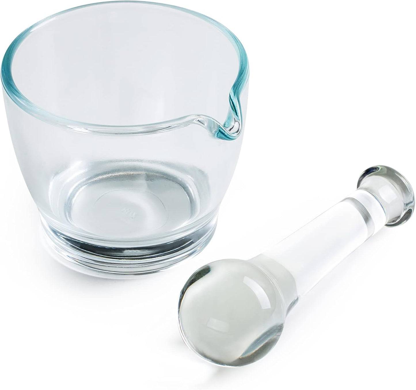 8oz Glass Mortar and Pestle Bowl, Medicine Grinder and Mixer for Pharmacy or Science Lab