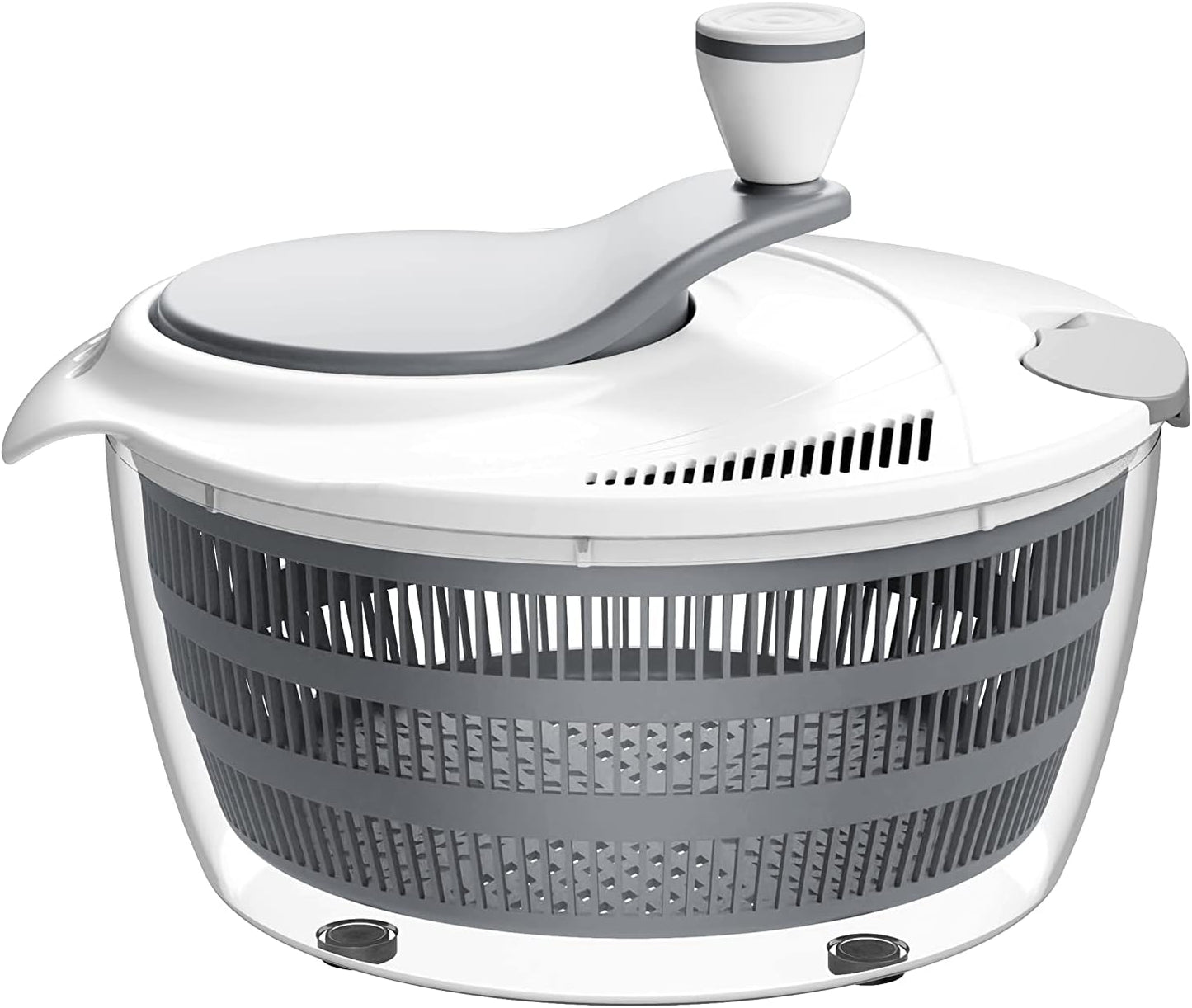 Smile mom Salad Spinner Large Lettuce Spinner Kitchen Gadgets, Large Salad Spinner Vegetable Washer, High Efficiency for Home Kitchen Washing & Drying Leafy Vegetables With Rotary Handle 4.2Qt Grey