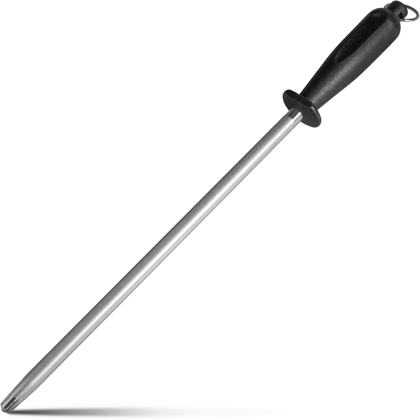 12" Knife Sharpening Steel, Professional Diamond & Steel Honing Rod, Black Brushed Finish, for Kitchen & Chef Knives