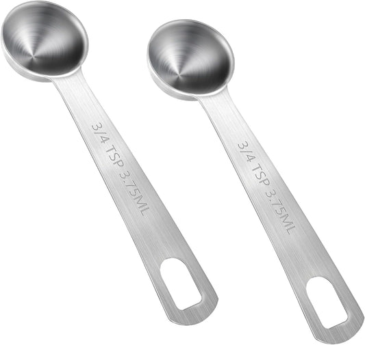 Measuring Spoons, 2 Pcs Stainless Steel Tablespoon 3.75ML / 3/4 TSP, Small Metal Teaspoons for Measuring Dry and Liquid Ingredients