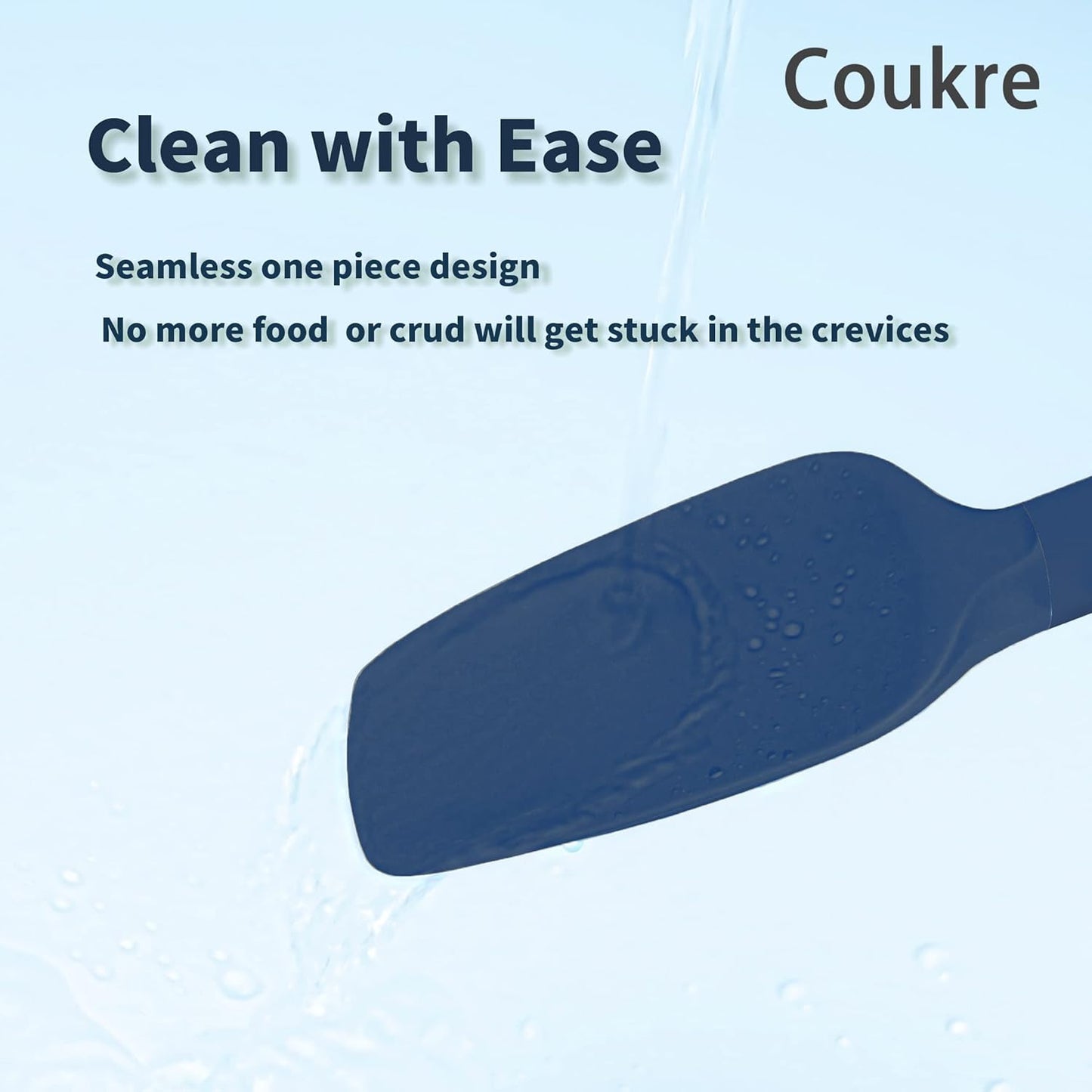 Coukre Silicone Spatula Set of 5,High Temperature Resistant, Food Grade Silicone, Dishwasher Safe, for Baking, Cooking (Pure Dark Blue)