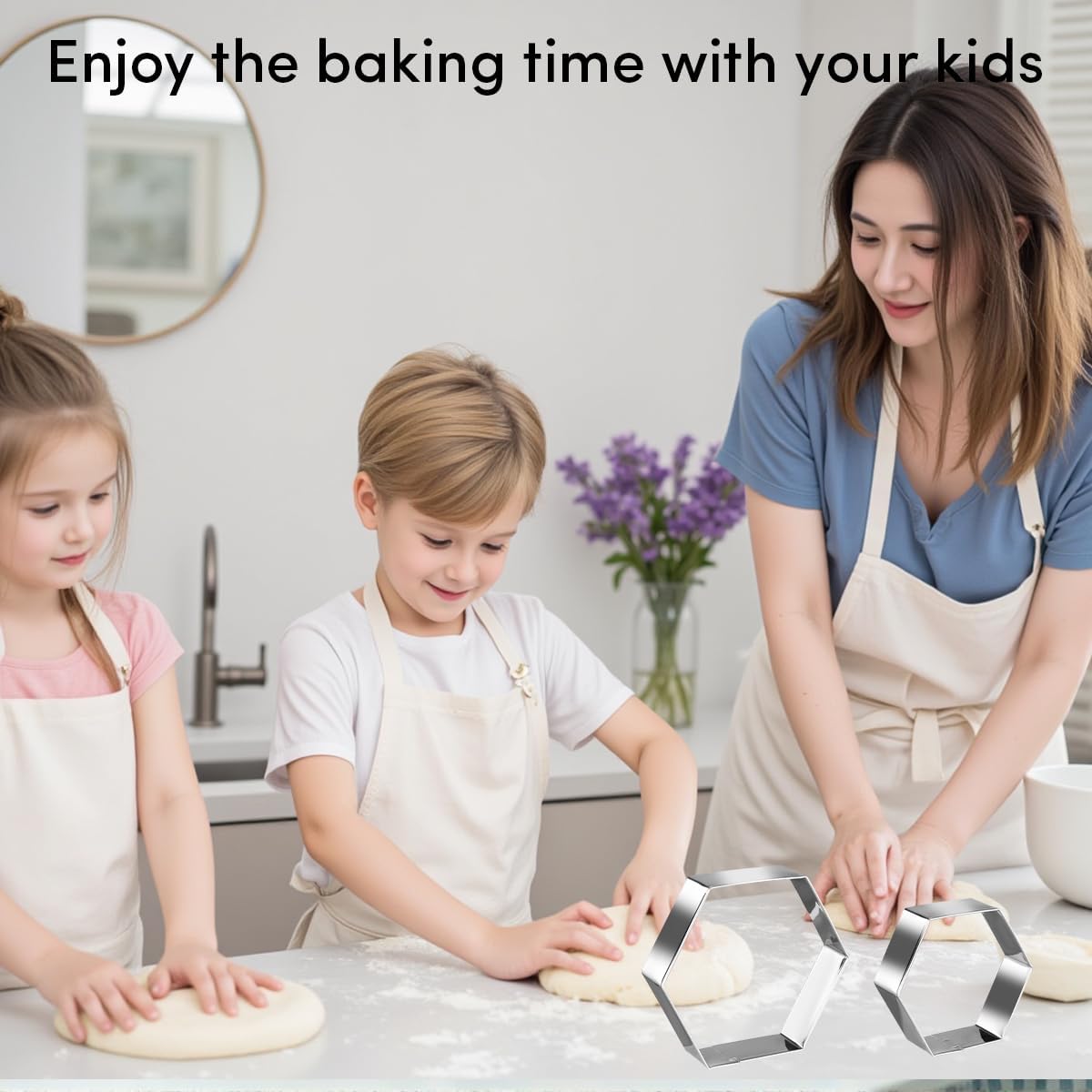 Regular Hexagon Cookie Cutter Set Large Stainless Steel Honeycomb Geometric Frame Plaque Cookie Cutters Shapes Molds 1 Inch Depth