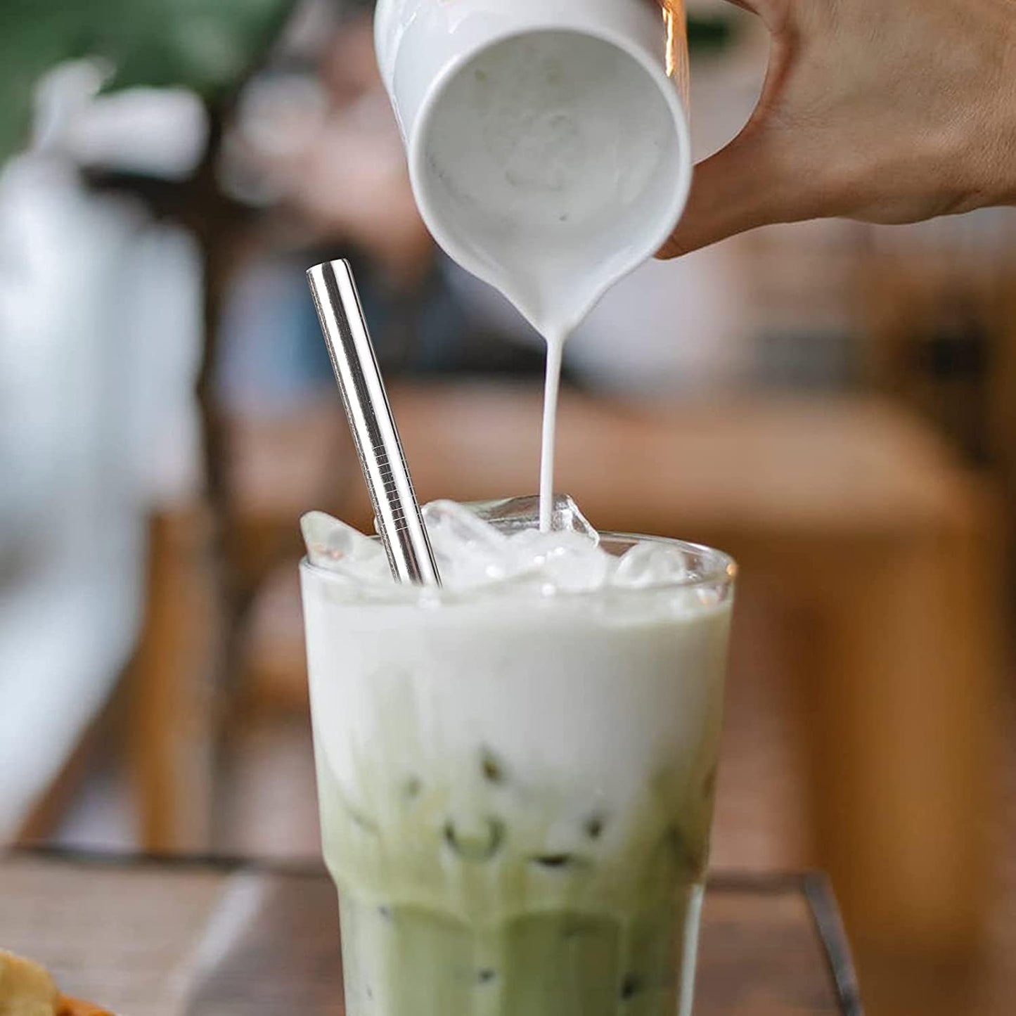 Vinaco Stainless Steel Smoothie & Milkshake Straws 4-Pack | 0.4'' Extra Wide Metal Straws Reusable for Thick Drinks, Shakes, Bubble Tea | Dishwasher Safe & 1 Cleaning Brush | Home & Travel Accessories