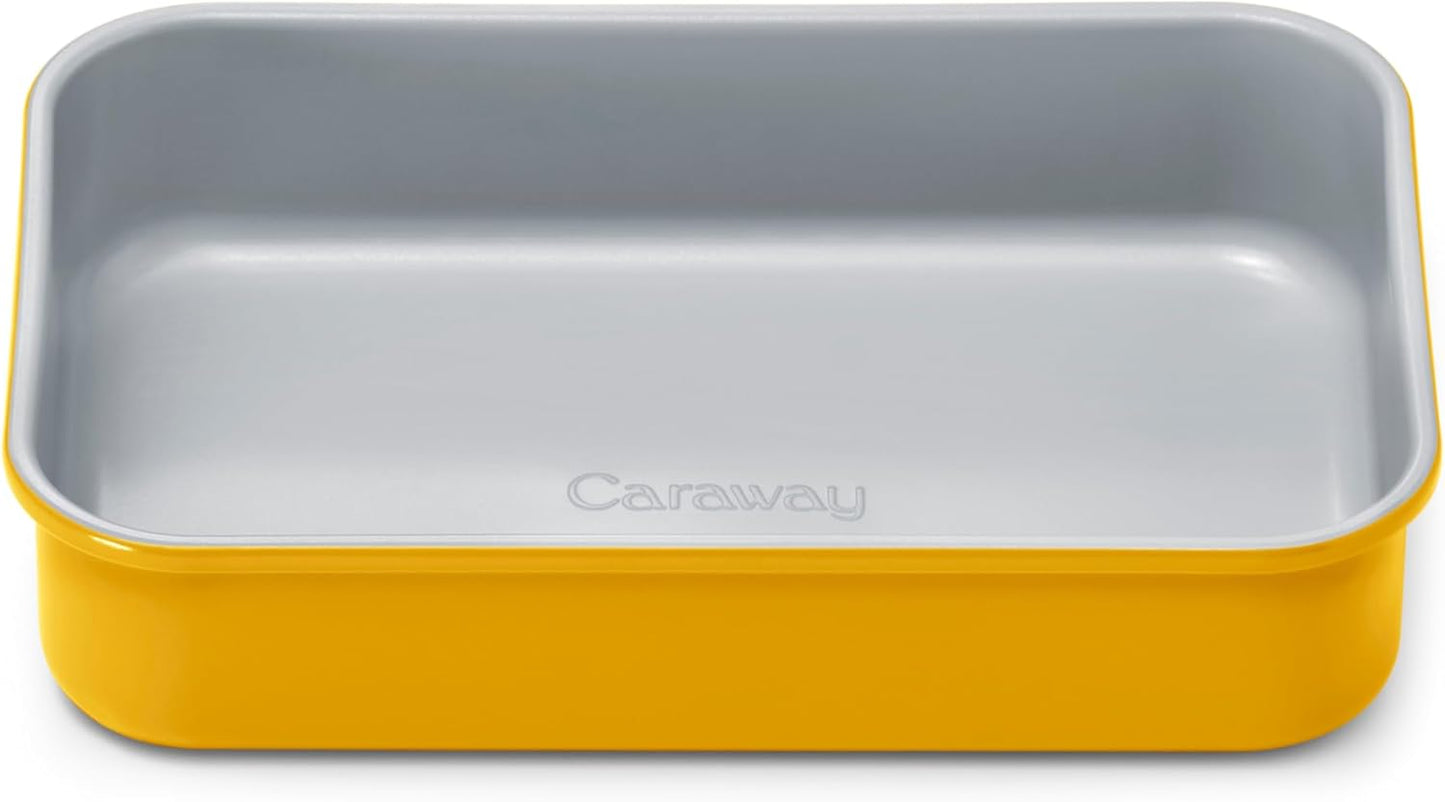 Caraway Nonstick 9” x 6.5” Small Rectangle Baking Pan – Non-Toxic, PTFE & PFOA Free – Aluminized Steel Core – Deep Ceramic Baking Pan for Casseroles, Lasagna & More - Marigold