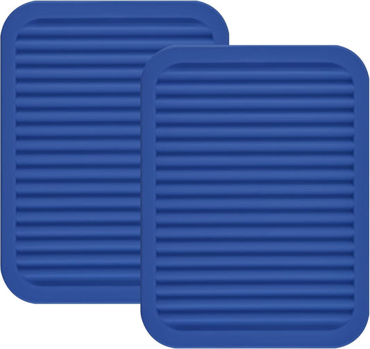 Silicone Trivets for Hot Pots&Pans-Trivet Mat-Hot Pads for Kitchen-Versatile Trivets for Hot Dishes-Heat Resistant Mats for Counter&Table, Pot Holders Drying Mat (9x12) Pack 2 Navy
