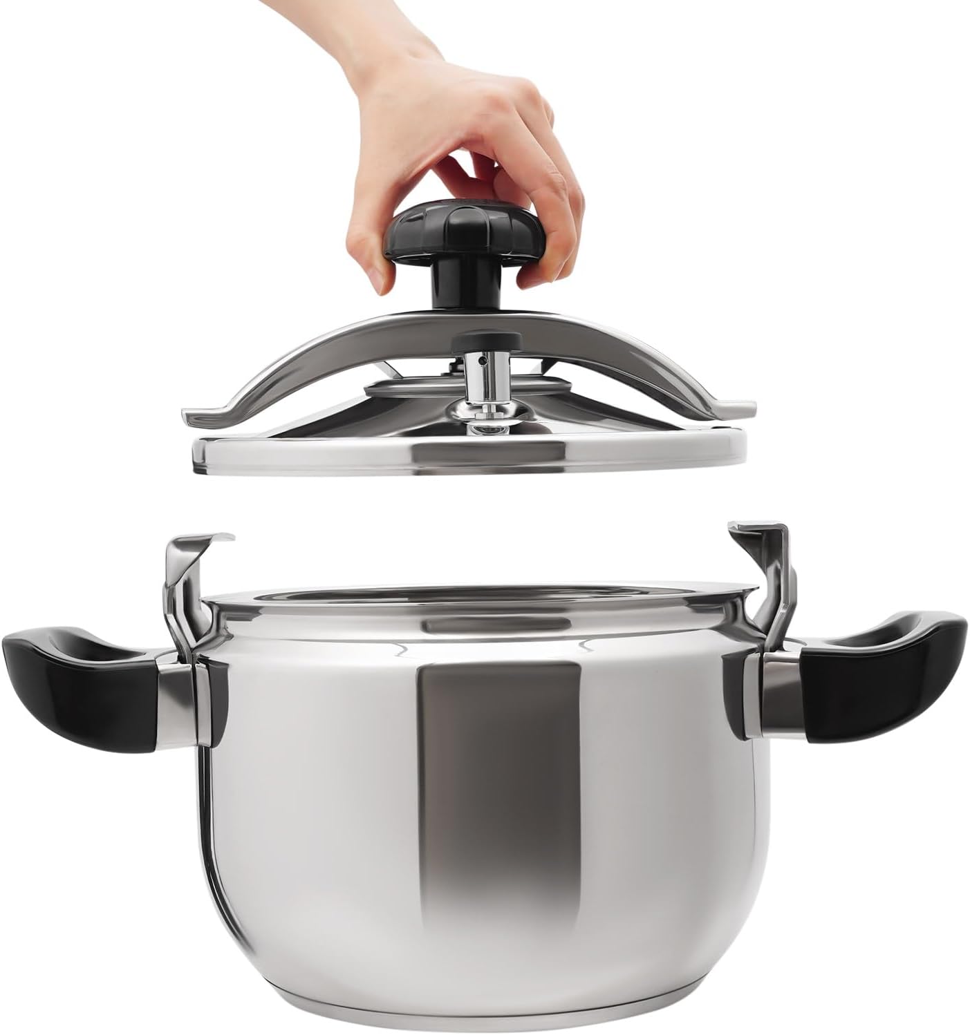 7.4 Quart Pressure Cooker Stainless Steel Pressure Canner, Large Capacity, Commercial Pressure Cooker Clamp On Type, Single Valves for Family or Commercial Use (7.4 Qt)