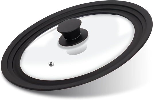 Tempered Glass Lid - Universal Lid with Heat Resistant Silicone Rim for Pots, Pans and Skillets - Pan Cover Replacement Lid Fits 9.5", 10" and 11" Diameter Cookware