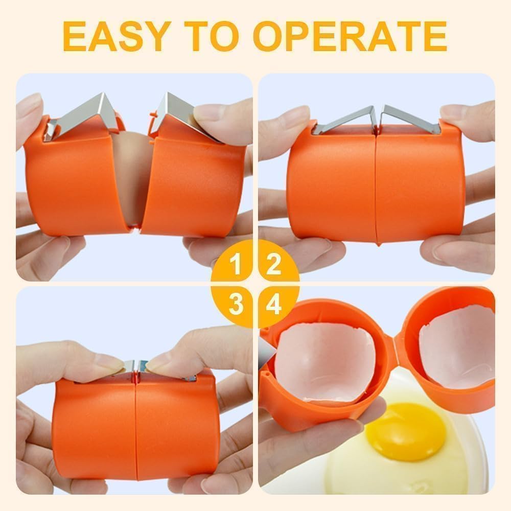 3PCS Egg Shell Opener, Egg Cracker Egg Peeler Egg Separator for Raw Eggs, Hard Boiled Egg Peeler Tool for Cutting Eggs, Eggs Breaker Kitchen Gadgets for Cooking Bakery (Orange&Pink&Yellow)