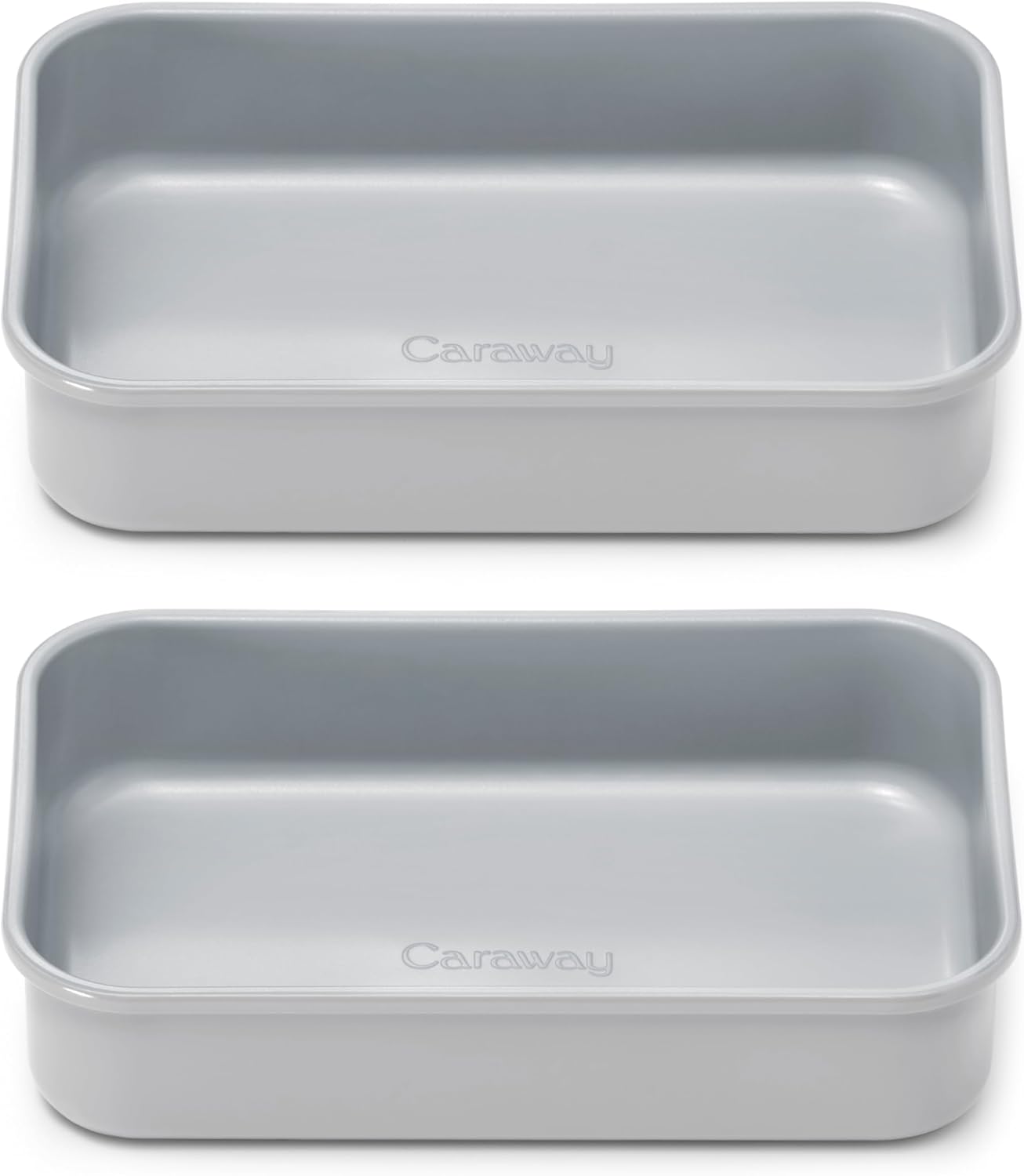 Caraway Nonstick 9” x 6.5” Small Rectangle Baking Pan Duo – Non-Toxic, PTFE & PFOA Free – Aluminized Steel Core – Deep Ceramic Baking Pan for Casseroles, Lasagna & More - Gray