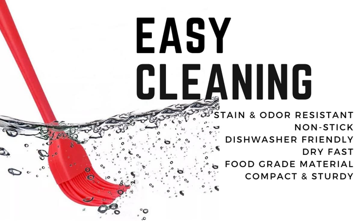 10" Silicone Pastry Basting BIG SIZE Brushes Heat Resistant BPA Free for BBQ Grill Barbecue & Kitchen Baking Cooking Marinating Oil Brushes Soft Bristles Long Handle (3, 10 Inches)