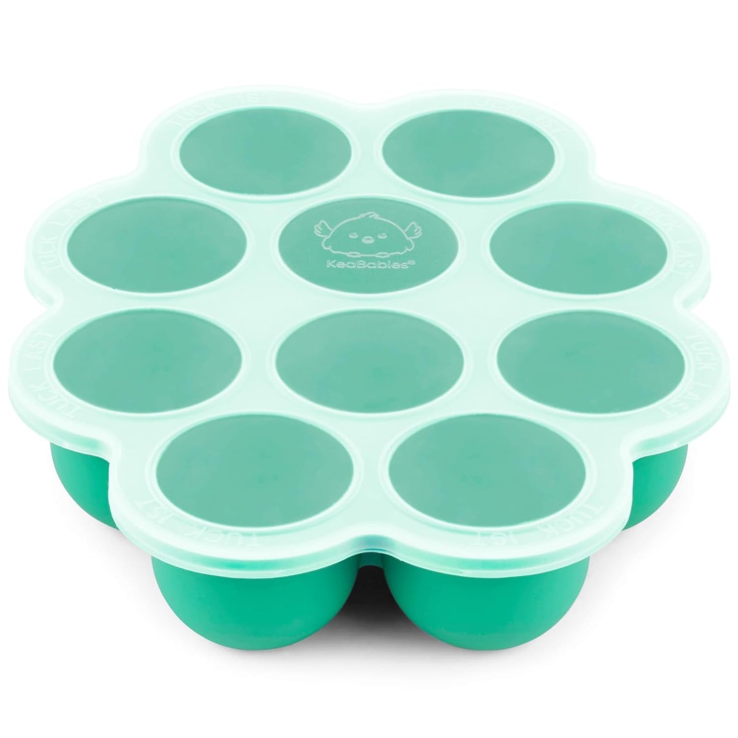 KeaBabies Silicone Food Freezer Trays with Lid, 2oz x 10 Pods Baby Food Storage Containers, Easy Puree Meal Prep, Breast Milk Silicone Freezer Molds, Dishwasher,Microwave Safe,BPA-Free(Alpine Green)