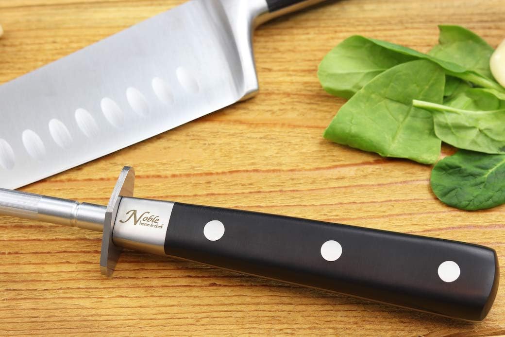 Professional Honing Steel 10”, Magnetized for Safety, No Rust, No Cheap Plastic! Noble’s Knife Sharpener Has an Oval Handle for a Firm Grip and is Built For Daily Use, Perfect for Chefs!