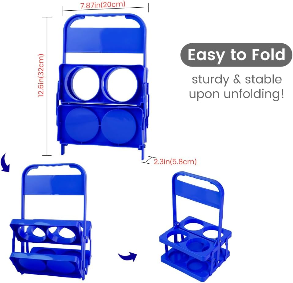 Musbus Reusable Drink Carrier with Handle for Doordash, Grubhub, Portable Cup/Coffee Holder Accessories for Delivery, Foldable Drinks Caddy with Tray, Car Durable Plastic Festive Bottle, Vacation