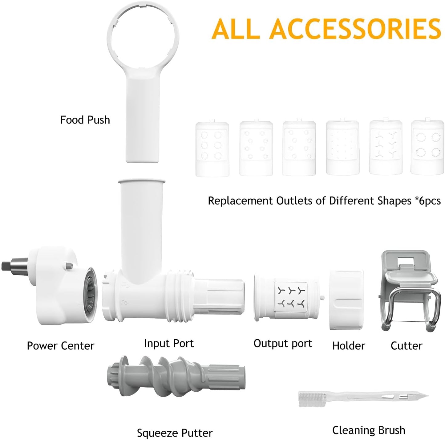 Pasta Maker Attachment for Kitchenaid Stand Mixer with 6 Different Shapes of Pasta Outlet, Durable Kitchenaid Accessories and Attachments, Dishwasher Safe