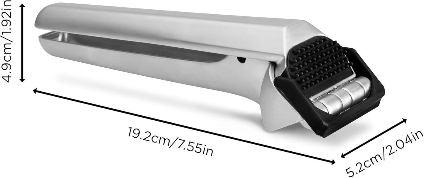 Dreamfarm Garject 2-In-1 Garlic Peeler, Garlic Press & Mincer with Garlic Peel Ejector, Chrome-Plated Zinc - Black