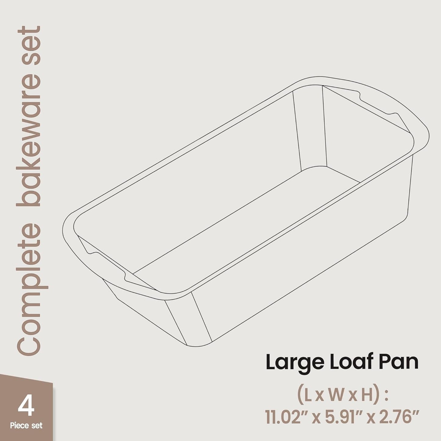 Nonstick Loaf Pan Set Pack of 4, Carbon Steel 11" Large Baking Bread Pan, Oven Safe Up to 450°F, PFOA, PFOS, PTFE Free, Space Saving Stackable Design, Stain Resistant, Dishwasher Friendly,White Marble