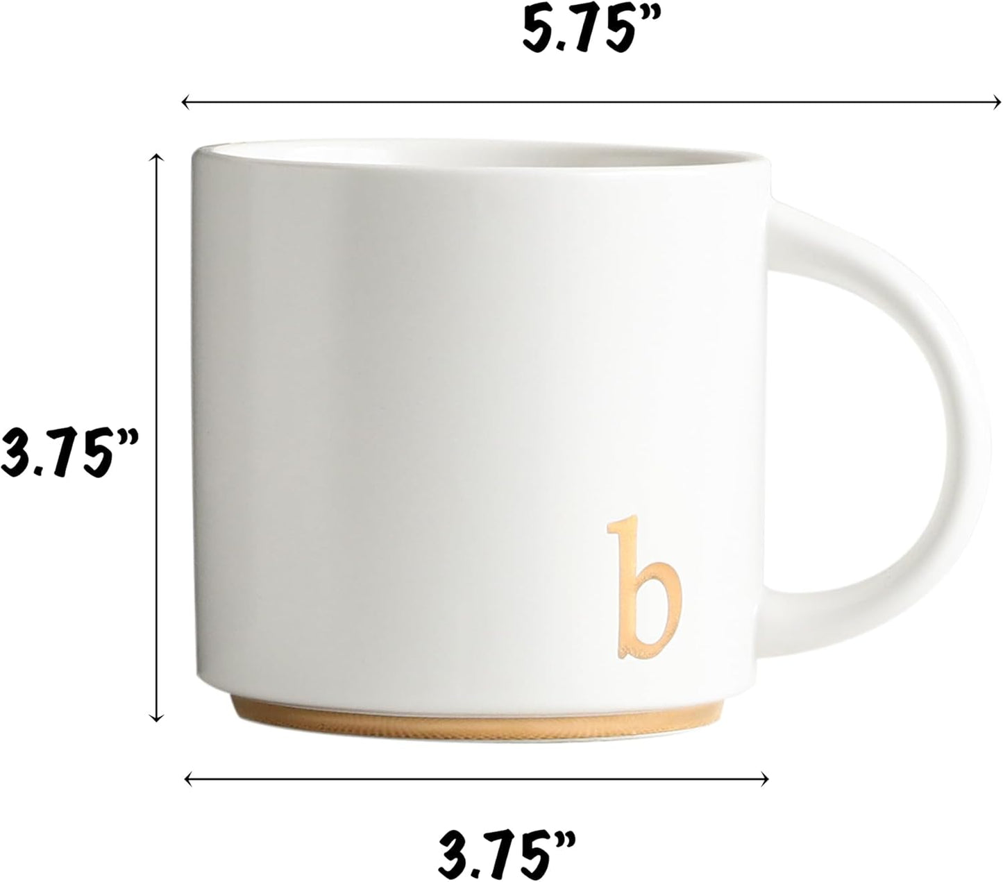 COLLECTIVE HOME - Monogram Ceramic Mugs, 15 oz Golden Initial Coffee Cups, Elegant Alphabet Tea Mugs, Elegant Personalized Mug with Gift Box, Luxurious Cups for Office and Home (b)