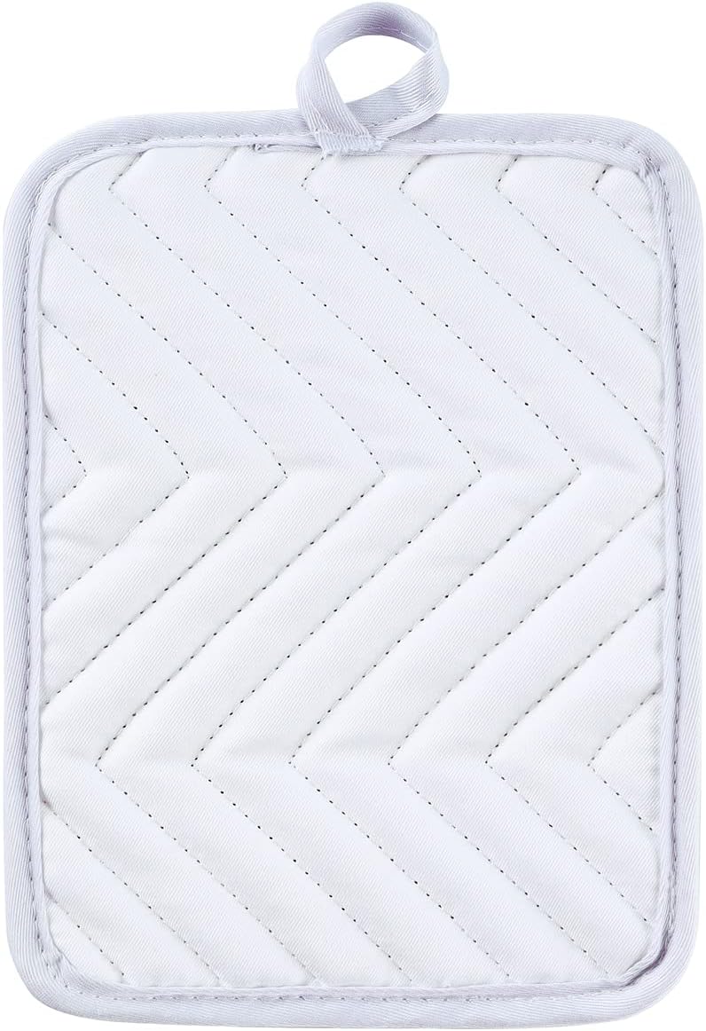 Anyi Pot Holders and Oven Mitts 7" X 9" Heat Resistant Pocket Pot Holder Set Feature of Non Slip Kitchen Hot Pad Oven Mitts, 3-Pack (White)