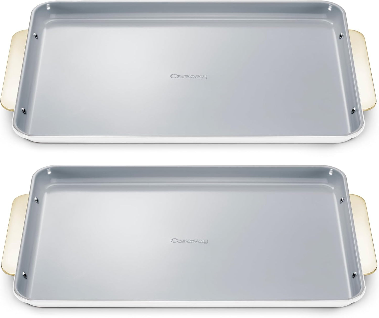 Caraway Non-Stick Ceramic Large Baking Sheet Duo - Naturally Slick Ceramic Coating - Non-Toxic, PTFE & PFOA Free - Perfect for Baking, Roasting, and More - Large (18" x 13") - White