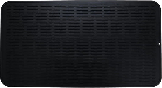 Silicone Dish Drying Mat for Multiple Usage,Easy clean,Eco-friendly,Heat-resistant Silicone Mat for Kitchen Counter or Sink,Refrigerator or Drawer Liner Black 4XL 32 inches x 18 inches