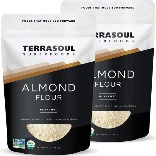 Terrasoul Superfoods Organic Almond Flour, 2 Lbs (Pack of 2) - Fine Texture | Grain-Free | Gluten-Free | Perfect for Keto Baking