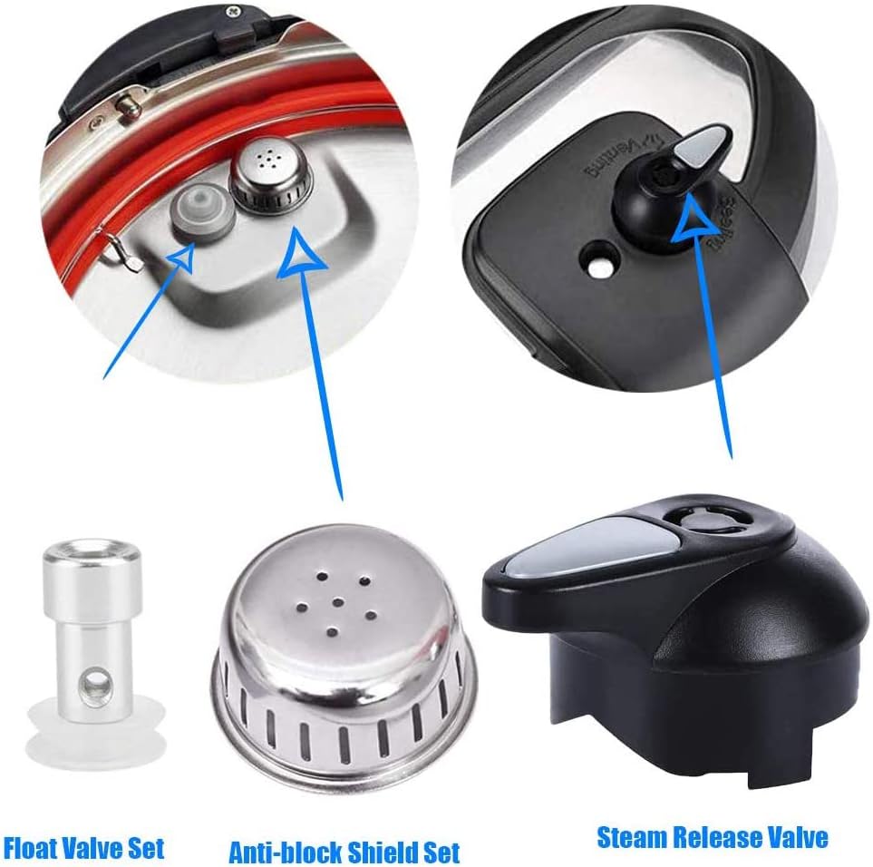 Steam Release Handle, Original Float Valve Replacement Parts with 3 Silicone Caps for Instant Pot LUX 5Qt, 6Qt,IP-LUX30, IP-LUX50, IP-LUX60 Pressure Cooker Steam Vale by ZYLONE