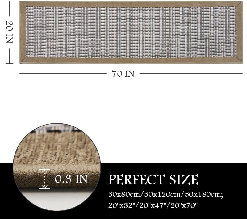 PADOOR Kitchen Mats for Floor, Kitchen Rugs Non Slip Washable, Rubber Backed Kitchen Runner Super Absorbent Long Kitchen Floor Mat Sink Rug, 20”x70” Brown