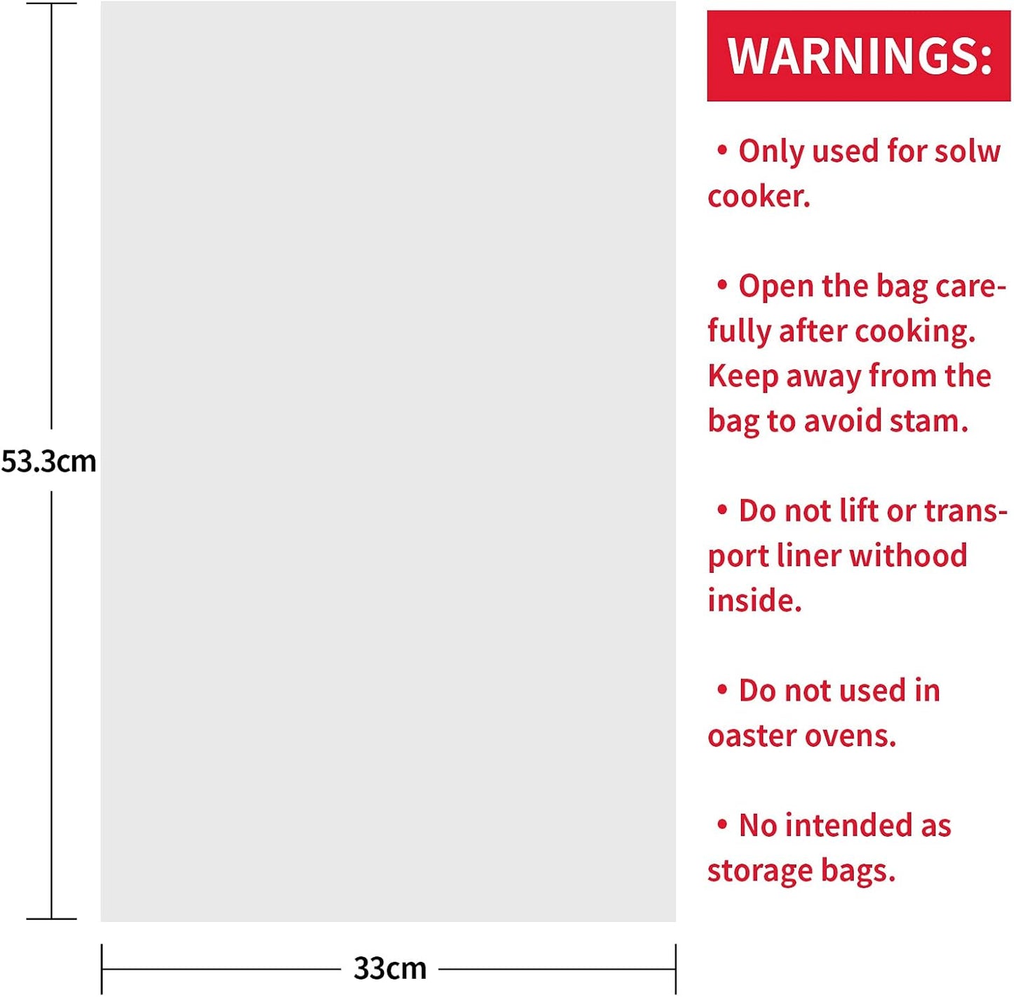ECOOPTS Slow Cooker Liners Disposable Cooking Bags Large Size Pot Liners Fit 4QT to 8.5QT Suitable for Oval & Round Pot (30 BAGS)