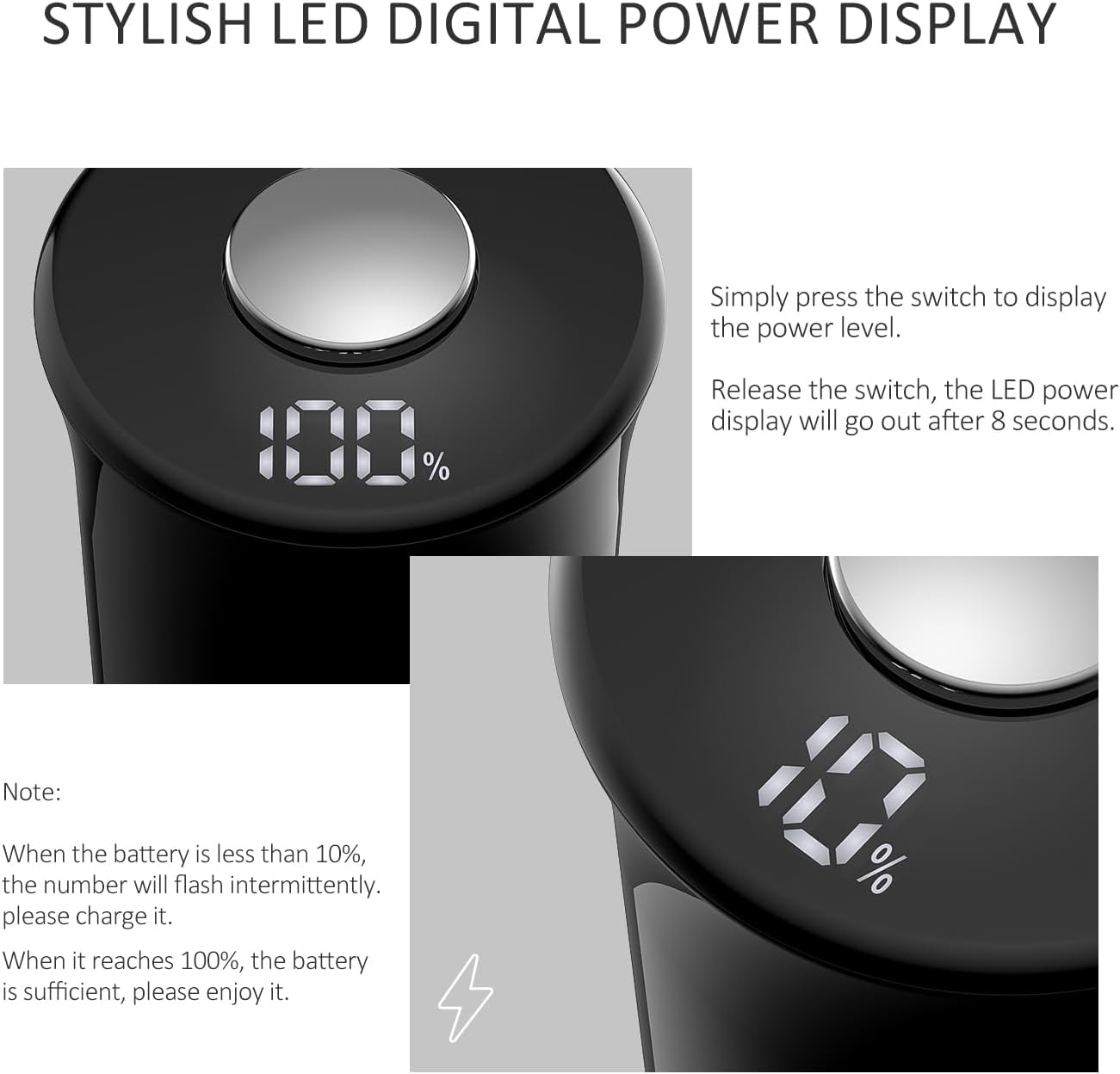 Electric Salt and Pepper Grinder Set with LED Power Display,Larger Capacity Salt and Pepper Shakers Set Rechargeable Electric with Flexible Coarsenes,LED Light,One Hand Operation for Kitchen