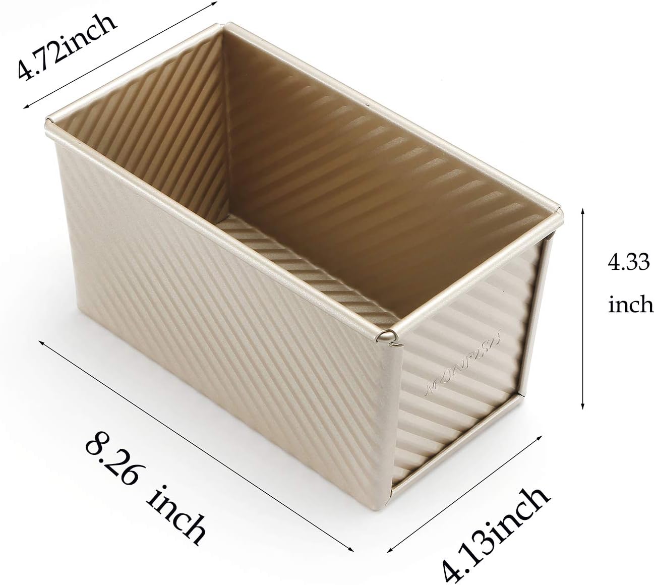 Monfish Pullman loaf Pan – loaf pan w lid - Wavy Non-Stick Toast Mold - Loaf Bread Baking Pan champagne gold (8.5x4.75x4.5)