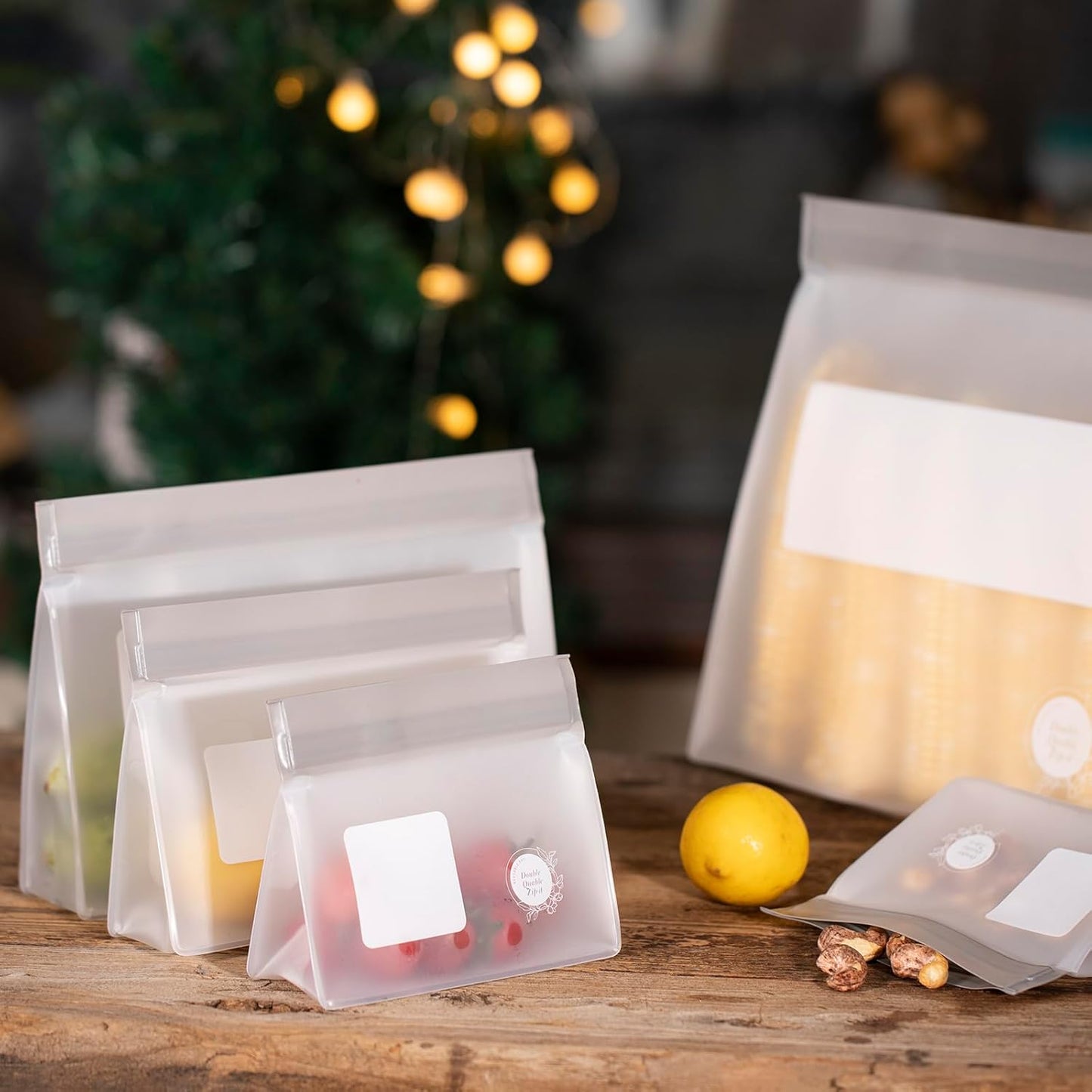 Reusable Silicone Food Storage Bags – 21-Pack Stand-Up, BPA-Free, Freezer, Dishwasher Safe & Eco-Friendly – 4 Gal, 6 L, 7 M, 3 S + Rack – Airtight Leakproof Sandwich, Snack, and Meal Prep Bags (Grey)