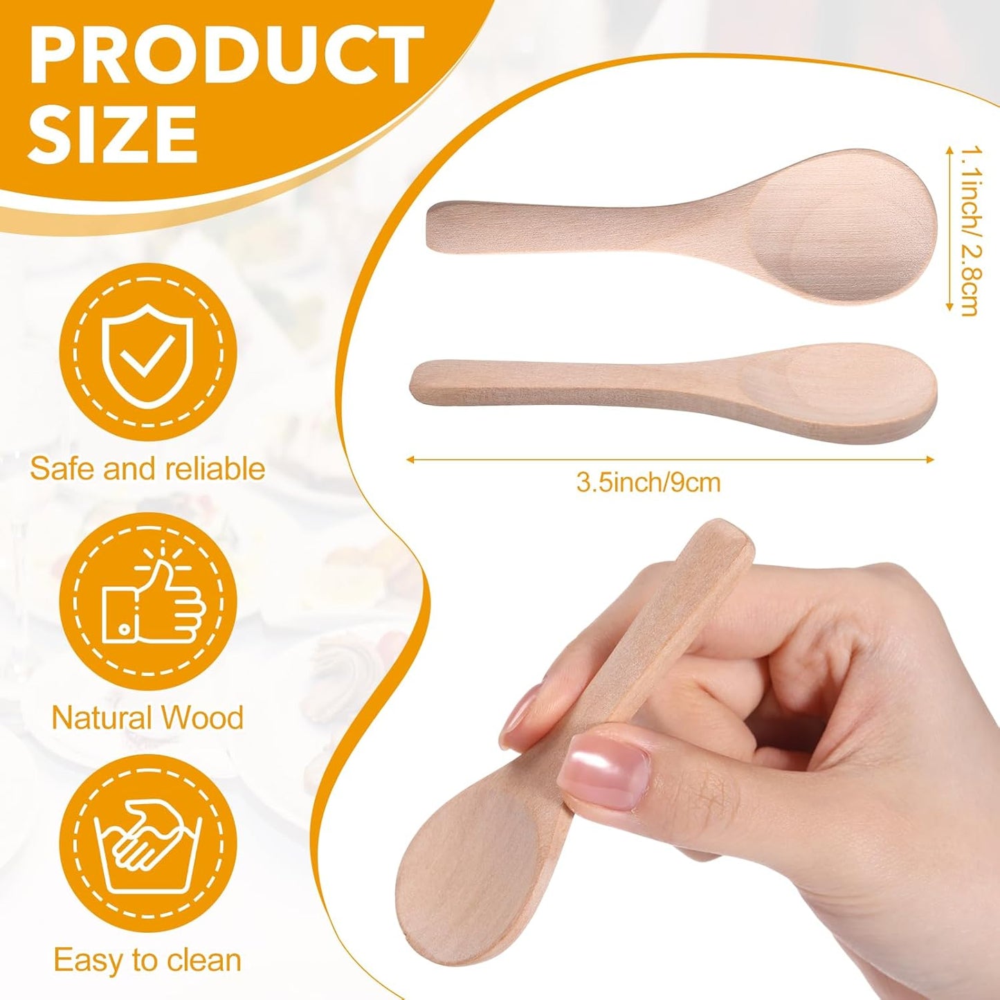 Boao 100 Pcs Small Wooden Spoons, 3.5'' L, Mini Wood Natural Tiny Spoons Wooden Little Teaspoons for Jars Sugar Creamer Honey Spices Salt Kitchen Supplies (Wood Color)