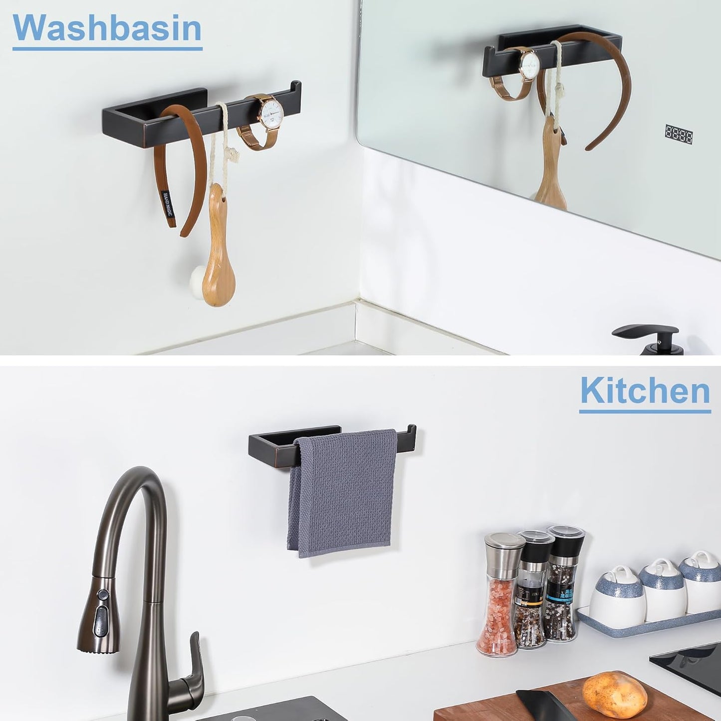 Sayayo Towel Ring for Bathroom, Oil Rubbed Bronze Towel Bar for Bathroom Wall, 10 Inch Hand Towel Holder for Kitchen, SUS304 Stainless Steel Towel Rack Modern Square