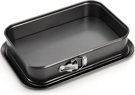 SOUJOY Springform Cake Pan, Non-stick Cheesecake Pan, 14 x 9 Inch Large Rectangle Cake Pan with Removable Bottom, Ice Cream Cake Bakeware, Black