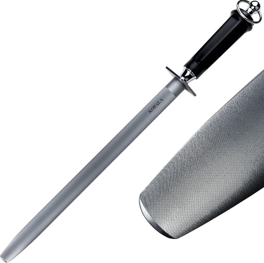 Sharpening Steel Knife Sharpener Rod Flat 12 Inches Honing Steel for Knives Dark
