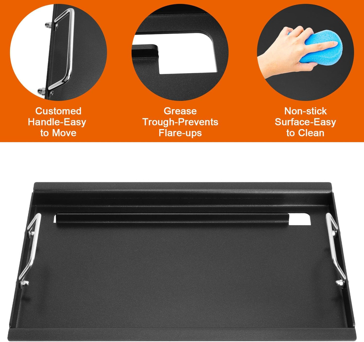 Full-Size Griddle Inserts for Charbroil Performance 4 Burner, Flat Top Griddle for Charbroil Grill 463347017 463377017 463376018P2 463376117 463377117, Replacement Parts for G470-0002-W2 G470-0003-W1