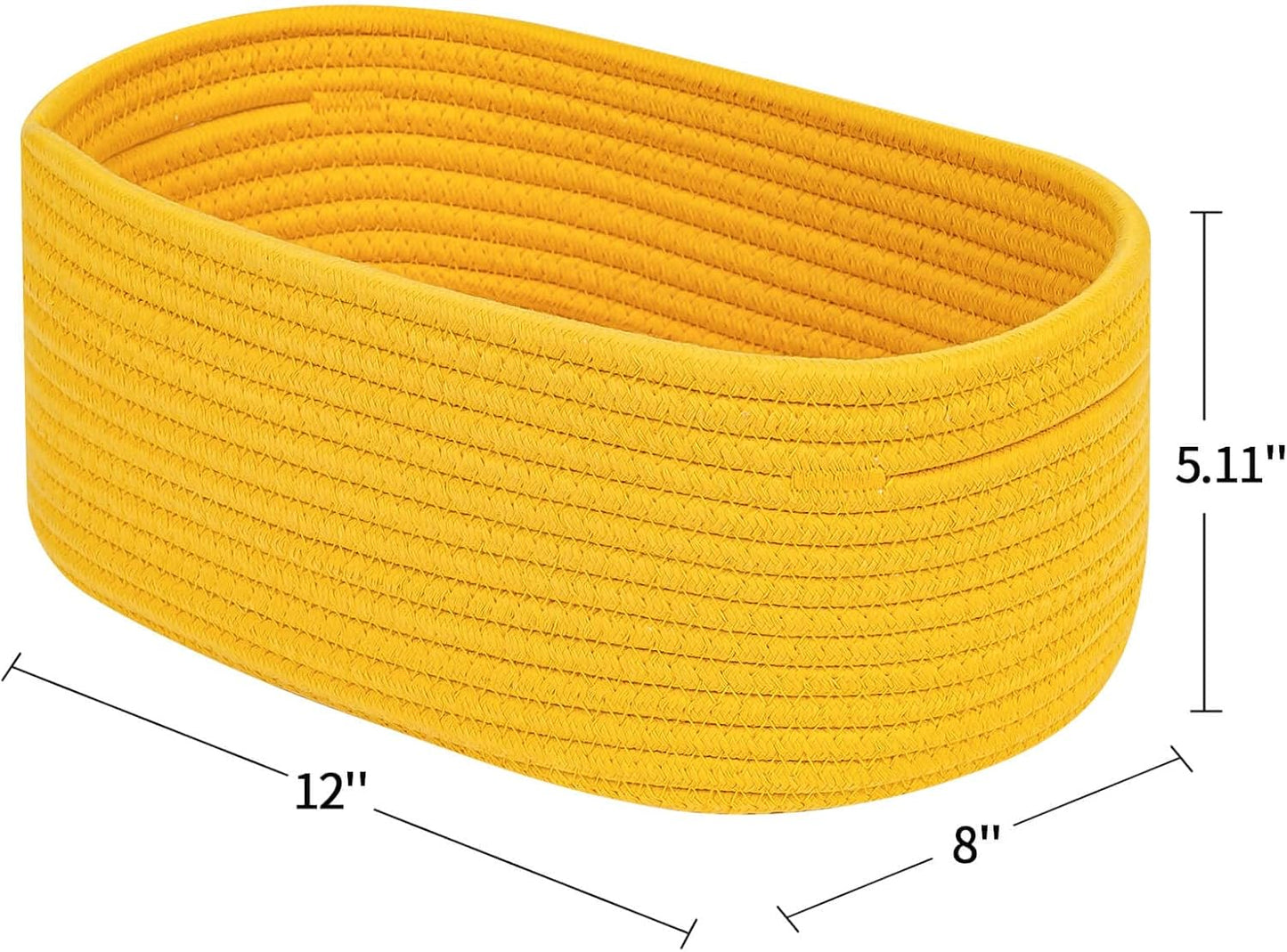 CubesLand Cube Shelf Closet Storage Baskets Bins Set 2,Woven Basket for Organizing/Storage,Long-lasting &Skin-friendly Toy Storage Basket Bin,Stylish Room Decor Basket,Yellow Cotton Rope Basket